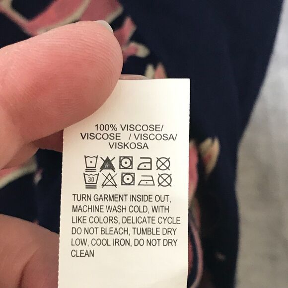 Lucky Brand Dress Womens Medium Blue Pink Shift Flutter Short Sleeve Tropical - Picture 7 of 10